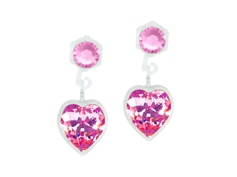 Light Rose Heart Pendant Dangle Earrings - 4/6mm Light Rose Heart Pendant Dangle Earrings - 4/6mm
