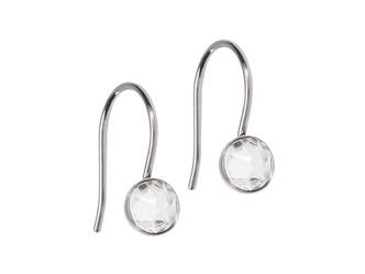 Bezel Crystal Dangle Earrings - 5mm
