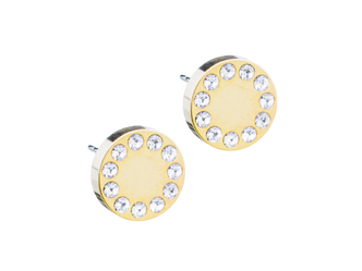 Gold Titanium Brilliance Puck Crystal Stud Earrings - 8mm Gold Titanium Brilliance Puck Crystal Stud Earrings - 8mm
