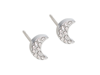 Silver Titanium Brilliance Crescent Moon Stud Earrings - 6mm Silver Titanium Brilliance Crescent Moon Stud Earrings - 6mm