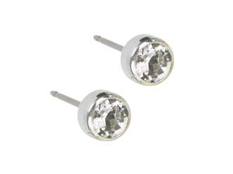 Silver Titanium Bezel Crystal Clear Stud Earrings - 5mm Silver Titanium Bezel Crystal Clear Stud Earrings - 5mm