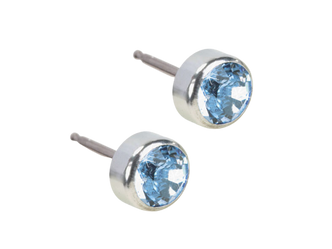 Silver Titanium Bezel Alexandrite Crystal Stud Earrings - 5mm Silver Titanium Bezel Alexandrite Crystal Stud Earrings - 5mm