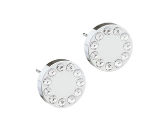 Silver Titanium Brilliance Puck Crystal Stud Earrings - 8mm Silver Titanium Brilliance Puck Crystal Stud Earrings - 8mm