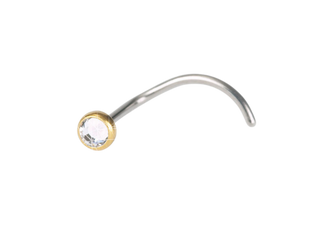 Nose Bezel - Crystal - Golden Titanium (Curved Shape Pin) - 3mm