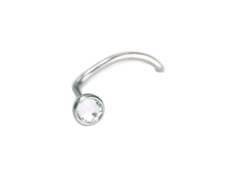 Silver Bezel Crystal Nose Stud - 3mm Silver Bezel Crystal Nose Stud - 3mm