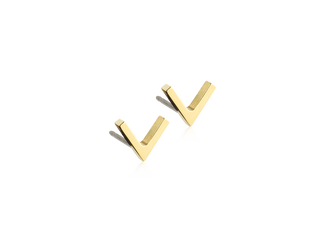 Gold Titanium Plain V Stud Earrings - 8 mm Gold Titanium Plain V Stud Earrings - 8 mm