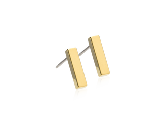 Plain Gold Vertical Bar Earrings - 10 mm Plain Gold Vertical Bar Earrings - 10 mm