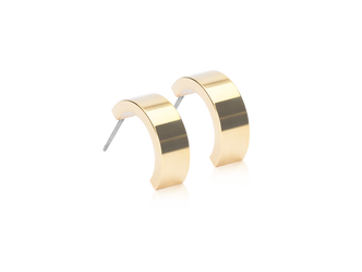 Gold Titanium Chunky Curved Earrings - 15 mm