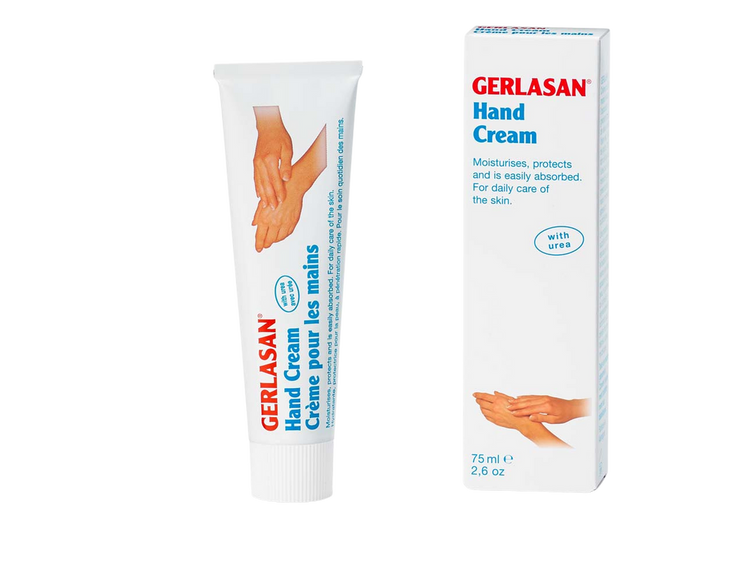 GERLASAN Hand Cream 75ml to deeply moisturize and soften dry, rough hands while providing hydration and a smooth, velvety feel.