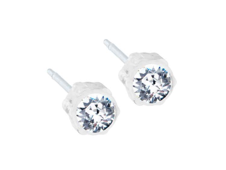 Clear Bezel Crystal Stud Earrings - 4mm Clear Bezel Crystal Stud Earrings - 4mm