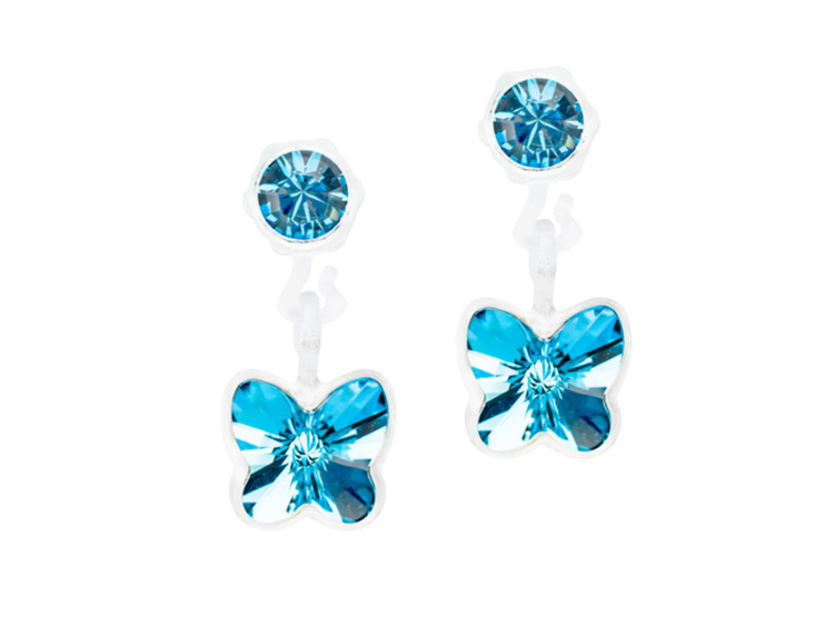 Aquamarine Butterfly Dangle Earrings - 4/5mm Aquamarine Butterfly Dangle Earrings - 4/5mm