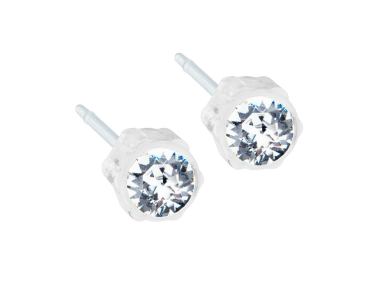Clear Bezel Crystal Stud Earrings - 6mm Clear Bezel Crystal Stud Earrings - 6mm