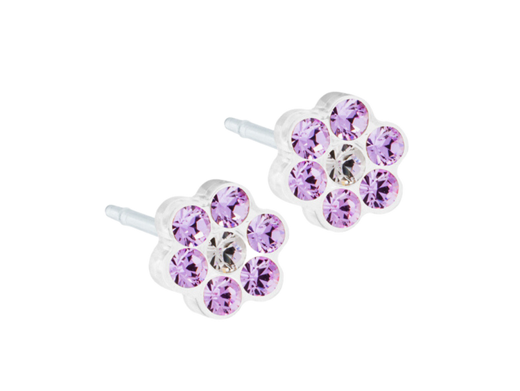 Violet/Crystal Daisy Stud Earrings - 5mm Violet/Crystal Daisy Stud Earrings - 5mm