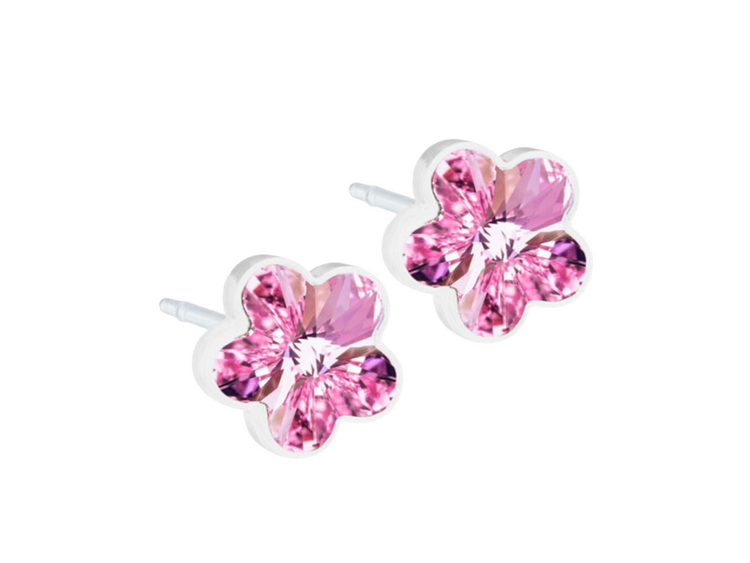 Light Rose Flower Stud Earrings - 6mm
