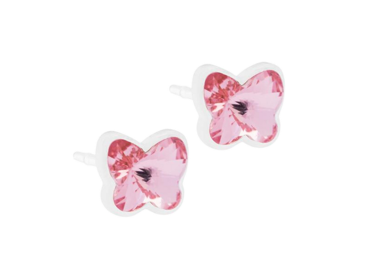 Light Rose Butterfly Stud Earrings - 5mm