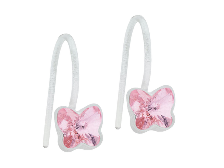 Light Rose Butterfly Dangle Earrings - 5mm Light Rose Butterfly Dangle Earrings - 5mm
