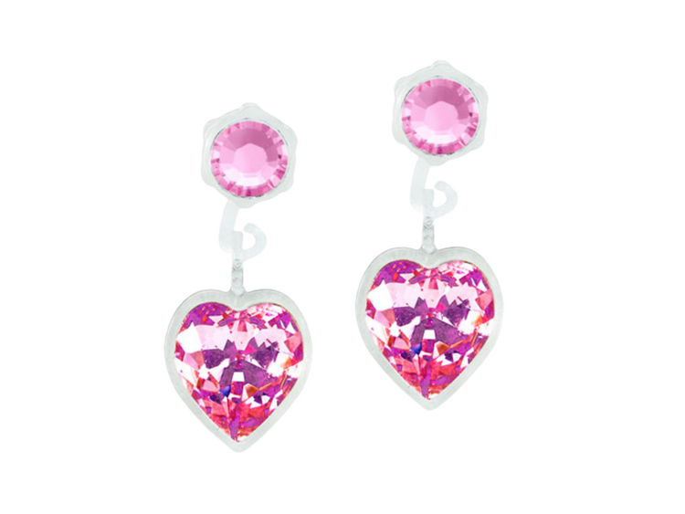 Light Rose Heart Pendant Dangle Earrings - 4/6mm Light Rose Heart Pendant Dangle Earrings - 4/6mm