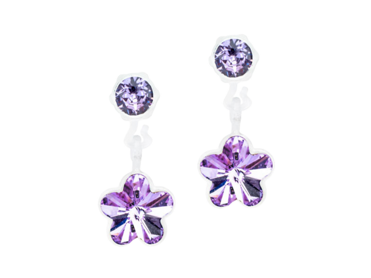 Violet Flower Dangle Earrings - 4/6mm Violet Flower Dangle Earrings - 4/6mm