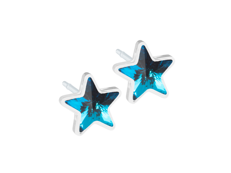 Aquamarine Star Stud Earrings - 6mm