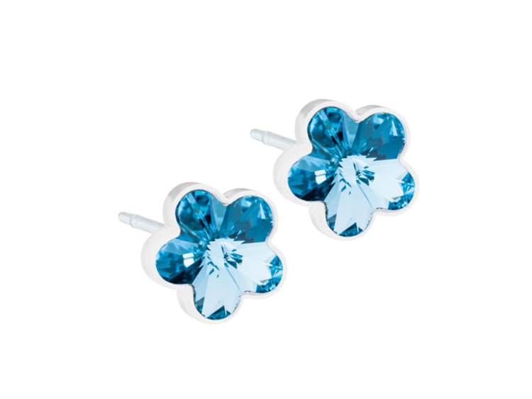 Aquamarine Flower Stud Earrings - 6mm Aquamarine Flower Stud Earrings - 6mm