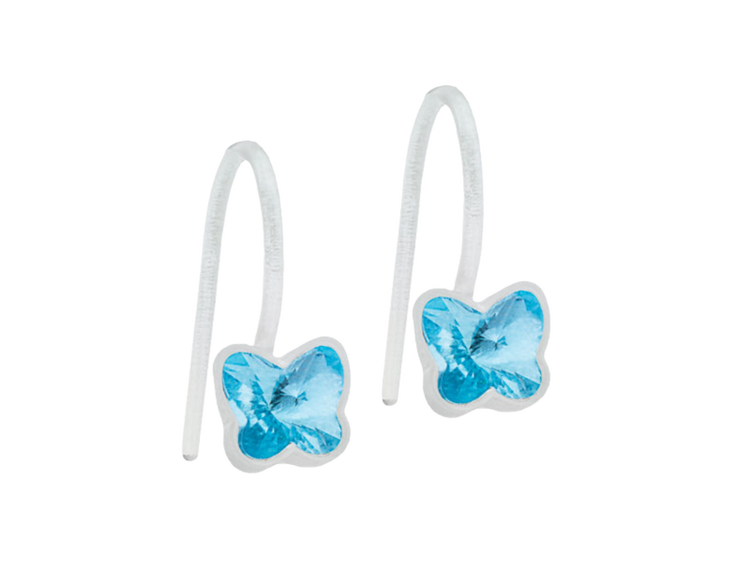 Aquamarine Butterfly Dangle Earrings - 5mm Aquamarine Butterfly Dangle Earrings - 5mm