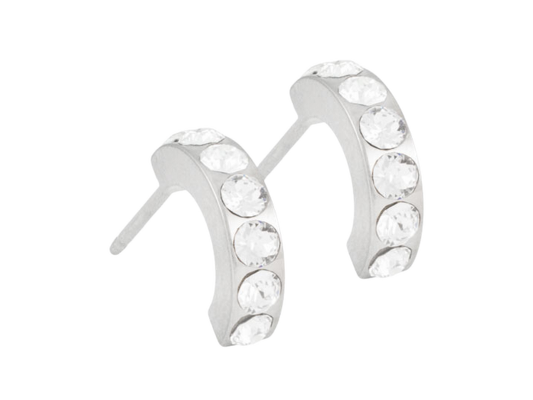 Silver Titanium Brilliance Curved Earrings - 10mm Silver Titanium Brilliance Curved Earrings - 10mm