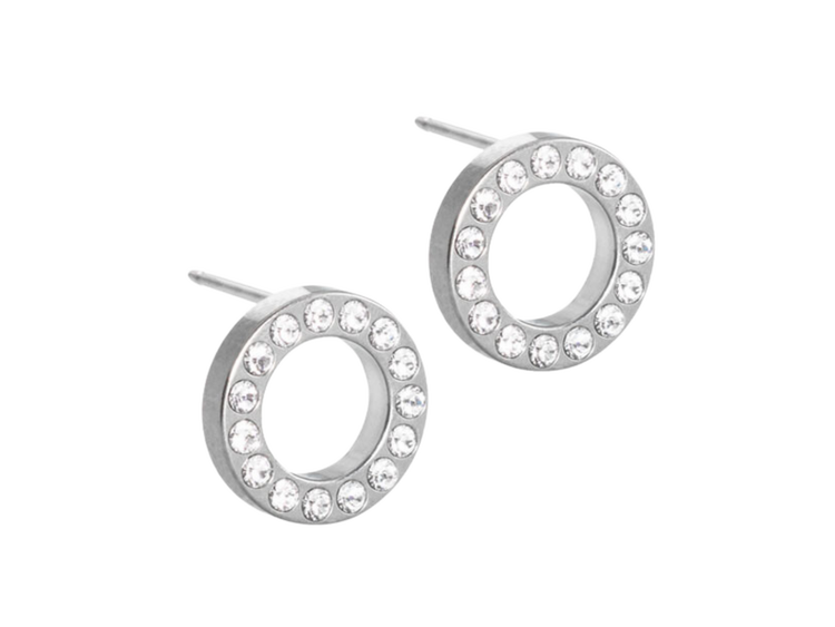 Brilliance Puck Hollow Crystal Stud Earrings - 10mm