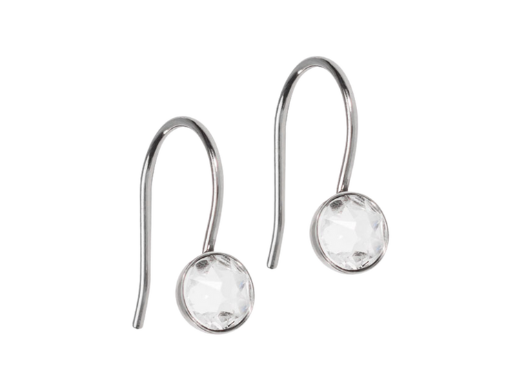 Bezel Crystal Dangle Earrings - 5mm Bezel Crystal Dangle Earrings - 5mm
