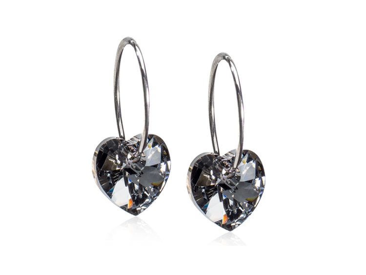 Black Diamond Heart Earrings - 10mm