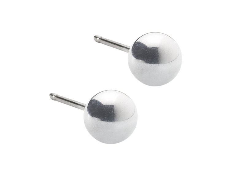 Silver Titanium Ball Stud Earrings - 5mm Silver Titanium Ball Stud Earrings - 5mm