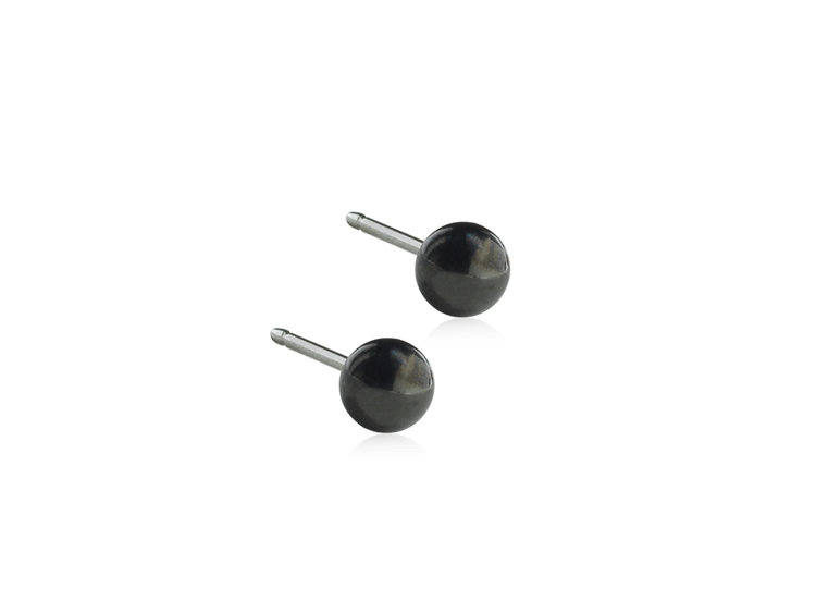 Black Ball Stud Earrings - 4mm Black Ball Stud Earrings - 4mm