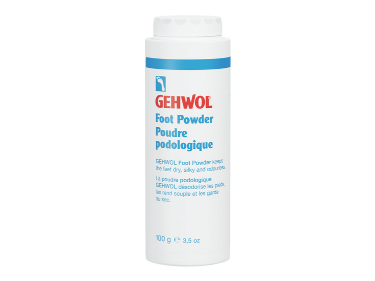 GEHWOL Foot Powder to keep feet fresh, dry, and comfortable while reducing moisture for a silky skin feel.