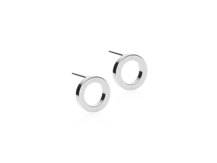 Silver Puck Hollow Earrings - 10 mm Silver Puck Hollow Earrings - 10 mm