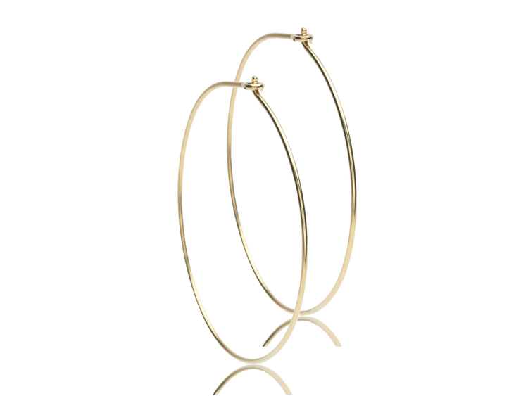 Gold Titanium Hoop Earrings - 35 mm