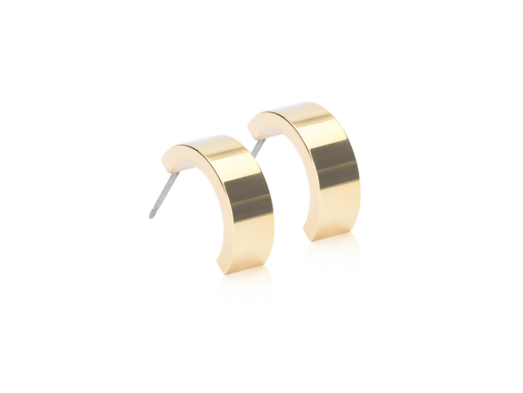 Gold Titanium Chunky Curved Earrings - 15 mm Gold Titanium Chunky Curved Earrings - 15 mm