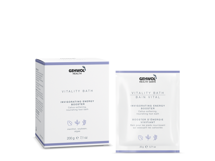 GEHWOL Vitality Bath to soften calluses, cleanse and hydrate tired feet, and leave skin supple and moisturized GEHWOL Vitality Bath to soften calluses, cleanse and hydrate tired feet, and leave skin supple and moisturized