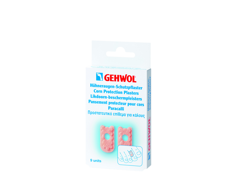GEHWOL Corn Protection Plasters with soft moleskin to cushion corns, reduce pressure and friction, and provide lasting foot comfort