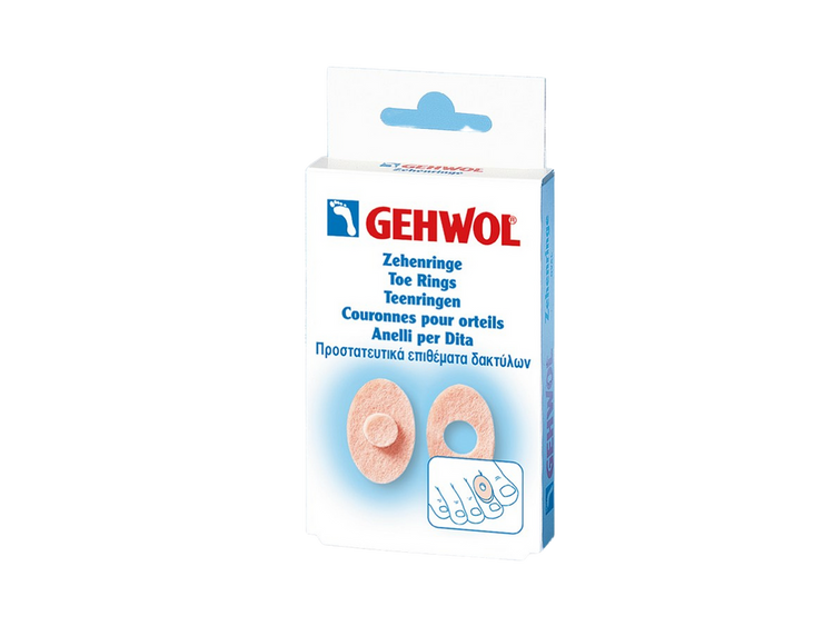 GEHWOL Toe Rings Oval soft felt cushions with plaster layer to protect toes, reduce friction, and relieve pressure points