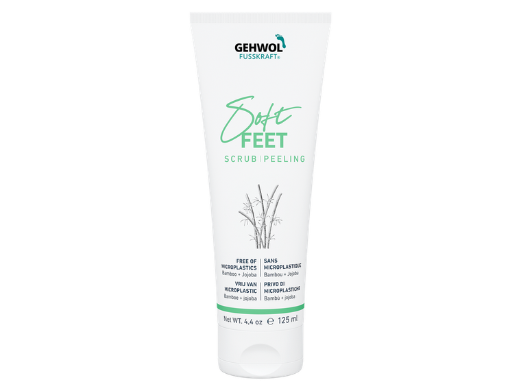 GEHWOL Fusskraft Soft Feet Scrub 125ml to gently exfoliate feet and legs, remove dead skin, smooth, and revitalize skin