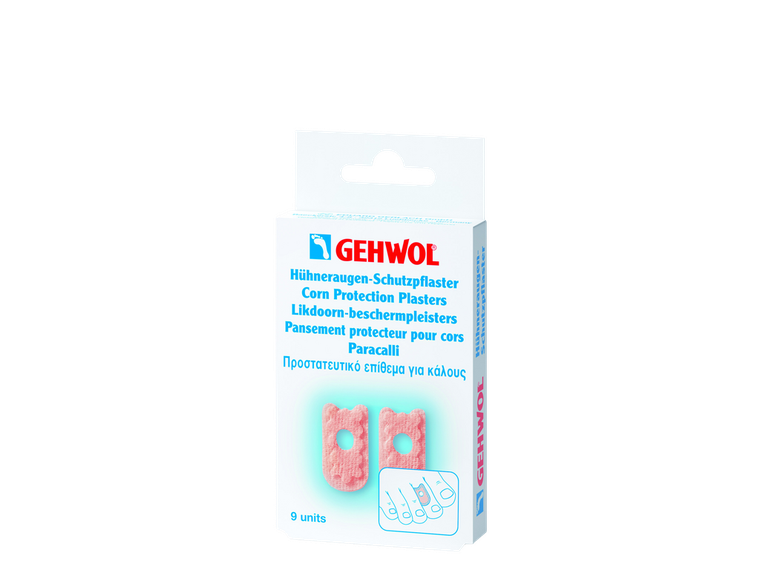 GEHWOL Corn Protection Plasters with soft moleskin to cushion corns, reduce pressure and friction, and provide lasting foot comfort