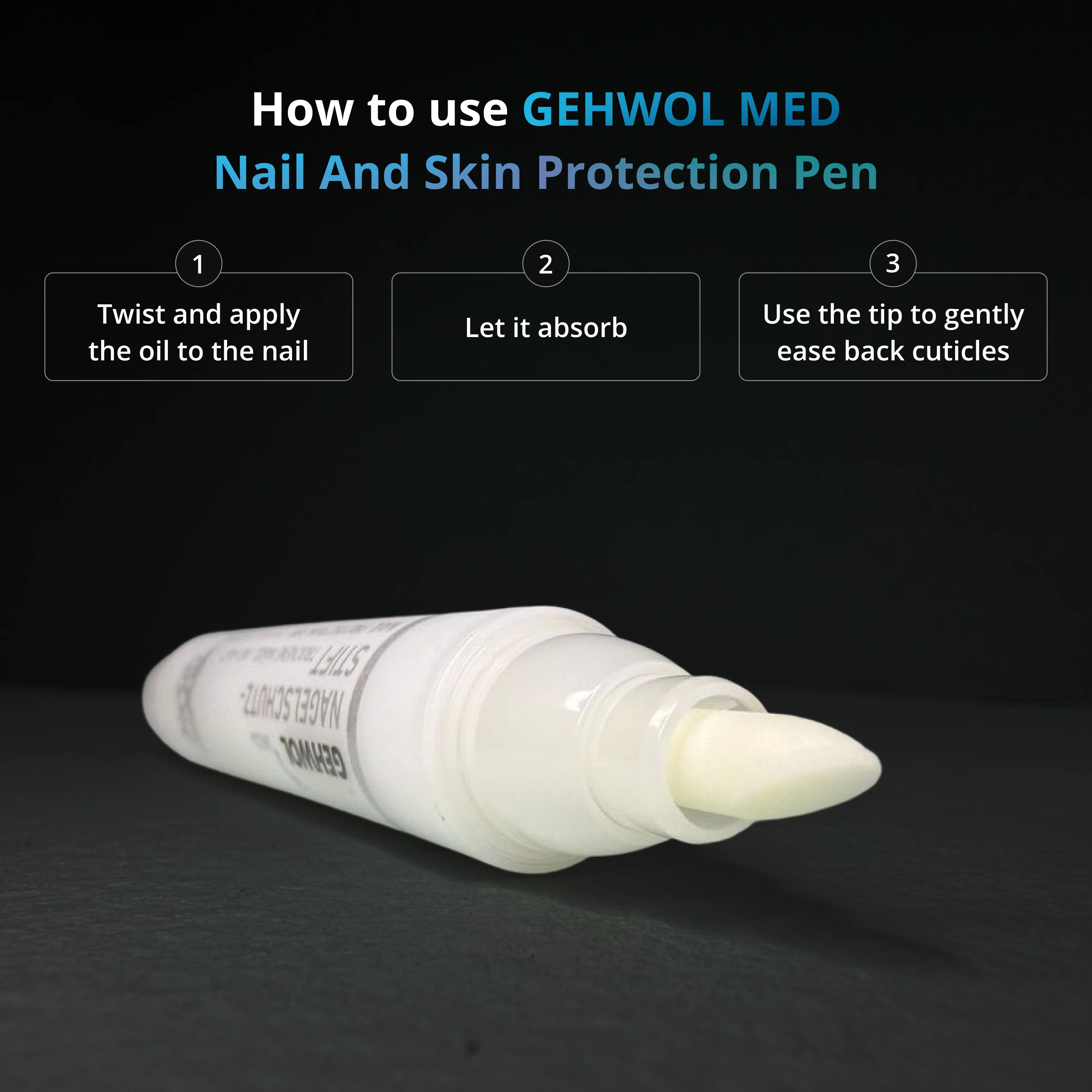 Instructions pour le stylo protecteur d'ongles GEHWOL MED