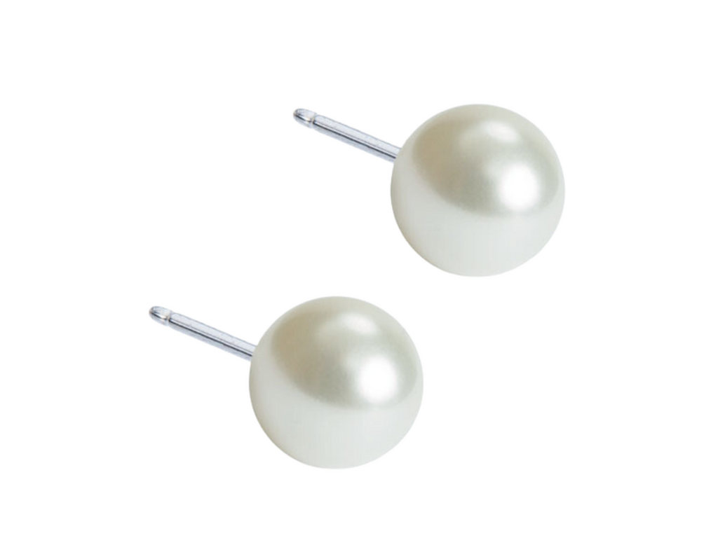 White Pearl Earrings - 6mm