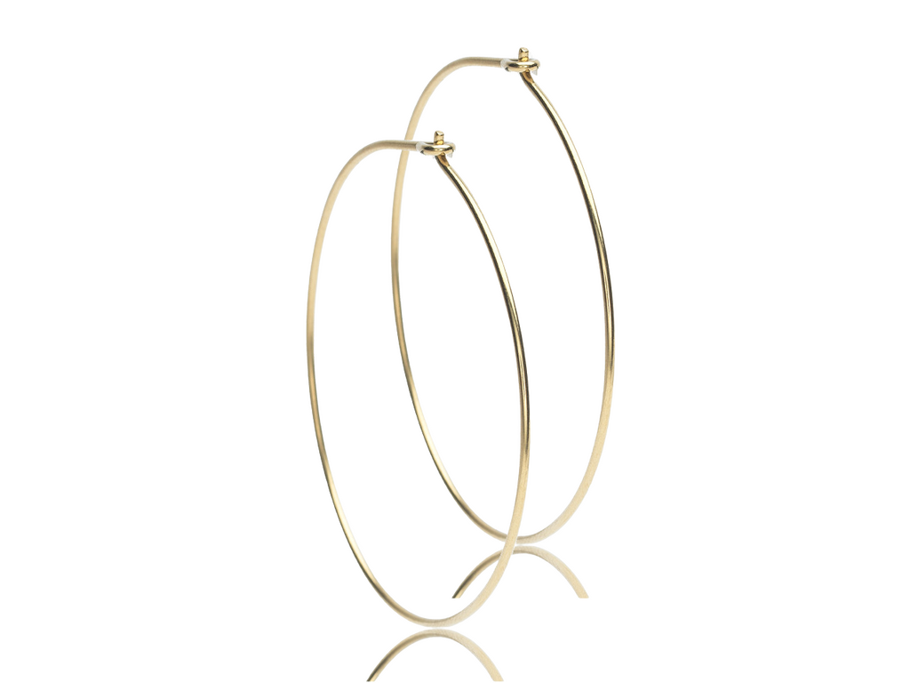 Gold Titanium Hoop Earrings - 35 mm