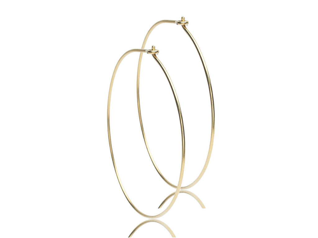 Gold Titanium Hoop Earrings - 35 mm