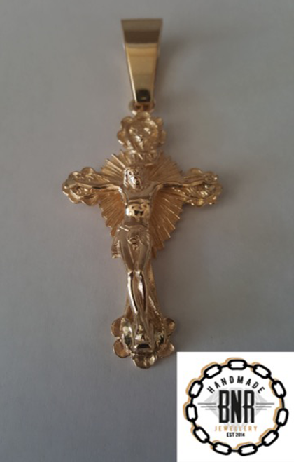 Solid 9ct gold crucifix pendant 38mm x 61mm 30 grams