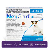 NexGard Soft Chewable Tablets for Dogs 4.6-10.9 kg Blue - 3 Chew Tabs