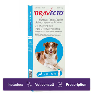 Bravecto Topical for Dogs 20.1-40.0kg Blue