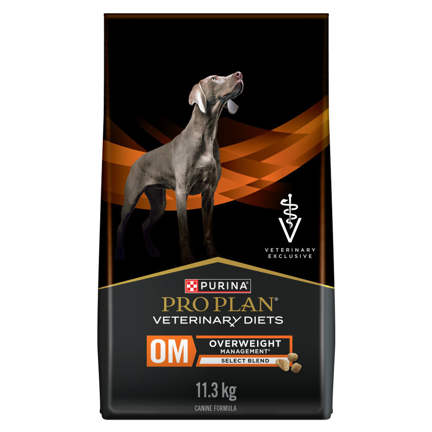 Veterinary Diets® OM Overweight Management® Select Blend Chicken Flavour, Dry Dog Food Formula - 11.3 kg