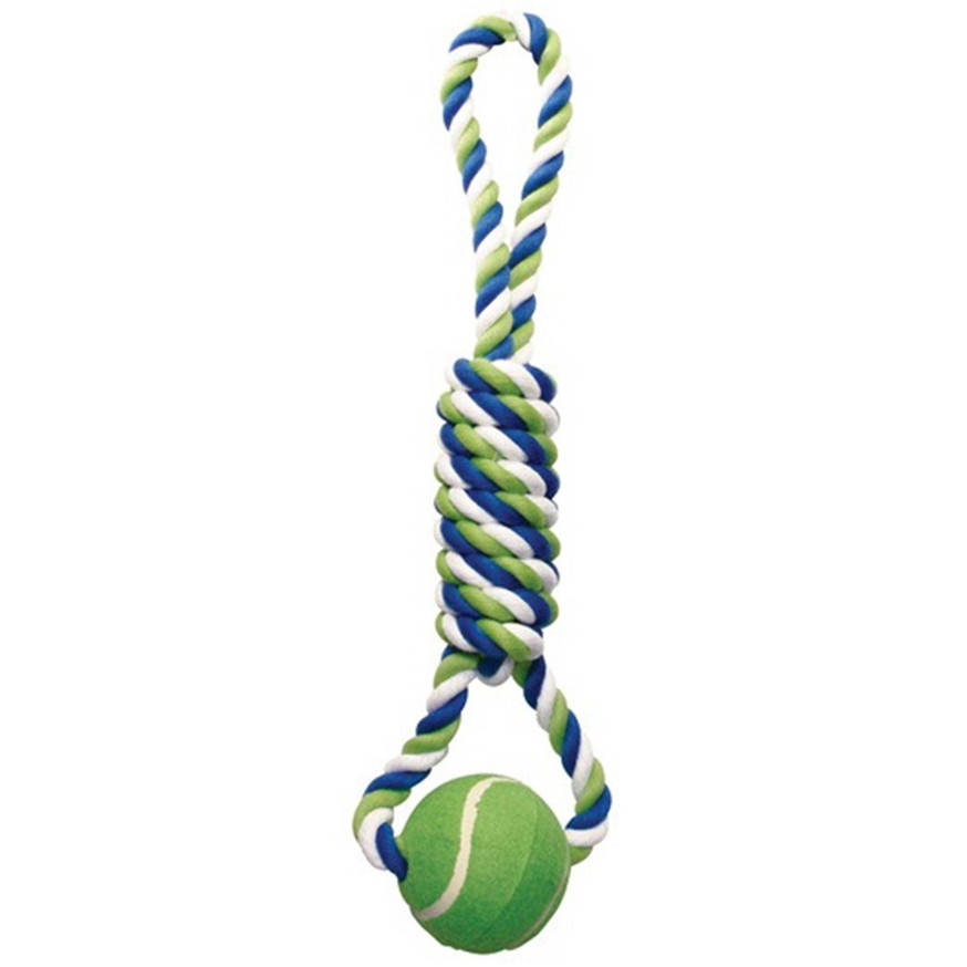 Knotted Rope Spiral Tug with Tennis Ball