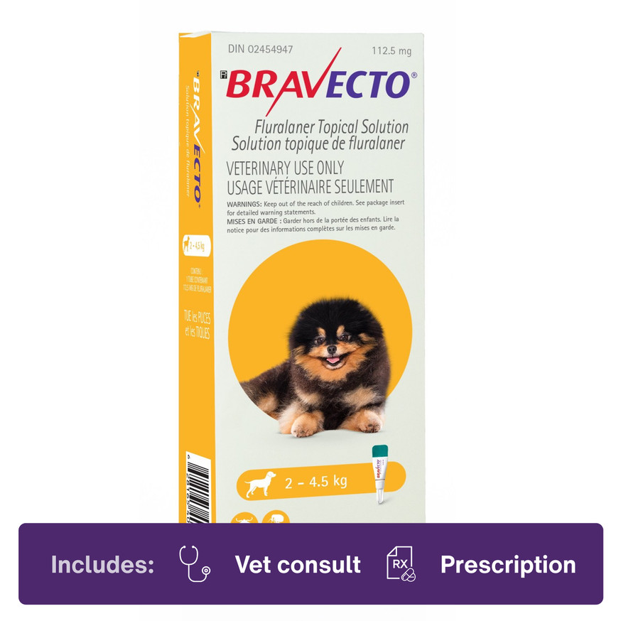 Bravecto Topical for Dogs 2.0-4.5kg Yellow